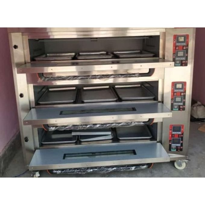 3 Decks 6 Trays Front S/S 350°C CE Commercial Electric Baking Oven