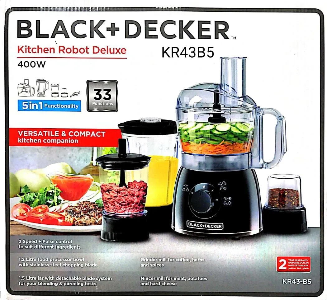 Black Decker 5 In 1 Food Processor With 33 Functions KR43 B5