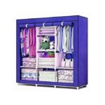 Strong Portable 3 Column metallic frame Cloth Wardrobe - Blue, Maroon, Pink, Purple