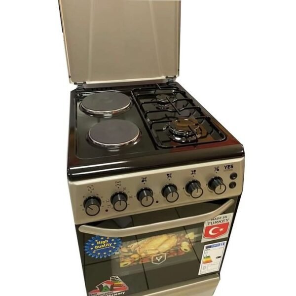 Yes YS-5622GTB 2 Electric Plates & 2 Gas Burners - Silver