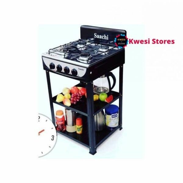 Saachi 4 Burner Gas Stove With Shelves-Black