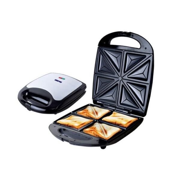 Geepas 4 Slice Sandwich Maker - Silver & Black | GST5391 | Geepas