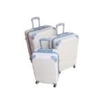 Waterproof Plastic Travel Suitcase Fashion Bag 3pieces Set - Cream/Grey