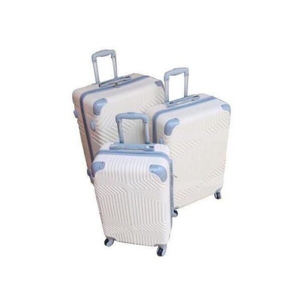 Waterproof Plastic Travel Suitcase Fashion Bag 3pieces Set - Cream/Grey