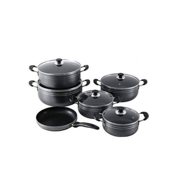 Tornado Non-Stick Aluminium Cookware Set Of 5 pots And 1 Frying Pan-Black