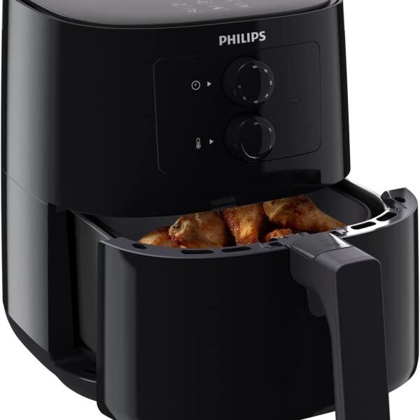 PHILIPS Air Fryer HD9200/90, uses up to 90% less fat, 1400W, 4.1 Liter, with Rapid Air Technology (Black), Large