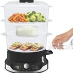 Geepas 3-Tier 12L Food Steamer, BPA-Free Baskets, 75-Min Timer, 1000W, Stainless Steel - GFS63025