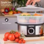Geepas 3-Tier 12L Food Steamer, BPA-Free Baskets, 75-Min Timer, 1000W, Stainless Steel - GFS63025 - Image 5