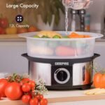 Geepas 3-Tier 12L Food Steamer, BPA-Free Baskets, 75-Min Timer, 1000W, Stainless Steel - GFS63025 - Image 9