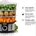 Geepas 3-Tier 12L Food Steamer, BPA-Free Baskets, 75-Min Timer, 1000W, Stainless Steel - GFS63025 - Image 7