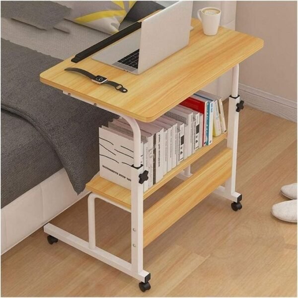 Height Adjustable Overbed Mobile Sit-Stand Desk with Storage work station– Multicolor (80x40cm)
