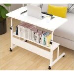Height Adjustable Overbed Mobile Sit-Stand Desk with Storage work station– Multicolor (80x40cm) - Image 6