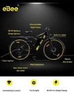 EBEE Electric Mountain Bike With Helmet Rear Light Fenders And Charger-Black - Image 2
