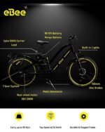 EBEE Nyuki Electric Bike With Charger Rear Light Helmet Lock - Black - Image 3