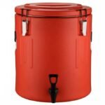 40L Stainless Steel Insulation Bucket With Faucet, Commercial Stall Food & Tea Bucket Cold & Hot Water Catering Urns Cooler- Red