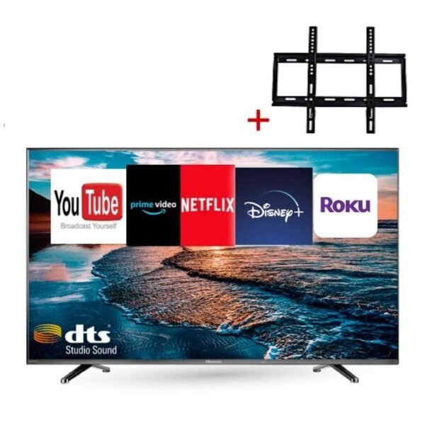 Hisense 50 inch Class, Smart 4K UHD TV, Free Local Channels + Wall Bracket - Black