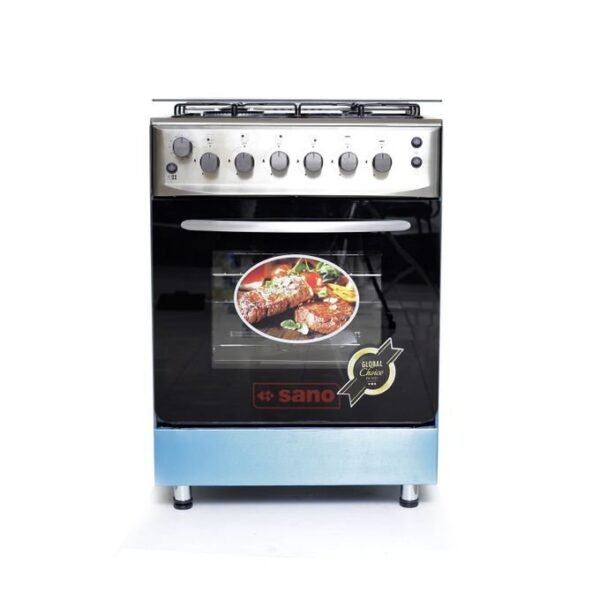 Sano 60X60 Full Gas, Timer, Ignition, Double Burner Oven With Rotisserie - Silver