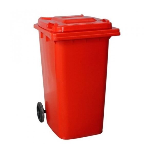 2 Wheeled Waste Dustbin - 120 Litres - Red