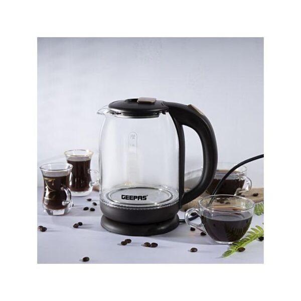 Geepas 1.8L Electric Kettle With Glass Body & Boil Dry Protection - Silver