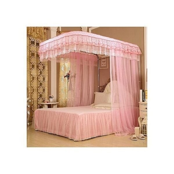 2 Stand Rail Mosquito Net - Pink top design may vary 6by6, 5by6