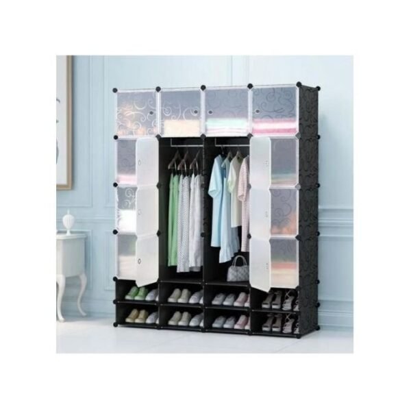 Plastic Frame Portable Wardrobe - Black - Not Assembled
