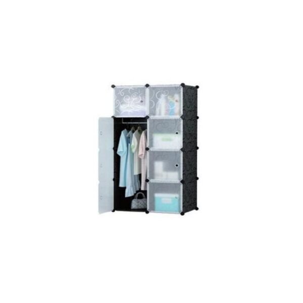 2 Column Plastic Closet - Gray, Black Transparent