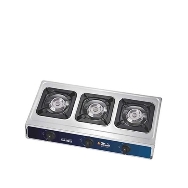 Electro Master 3 Gas Burner Steel Stove With Auto Ignition-Silver