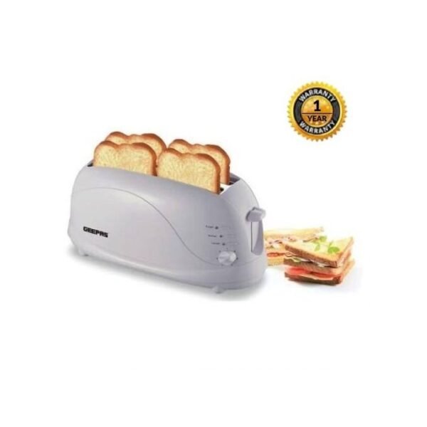 Geepas GBT9895 - 4 Slice Bread Toaster - White