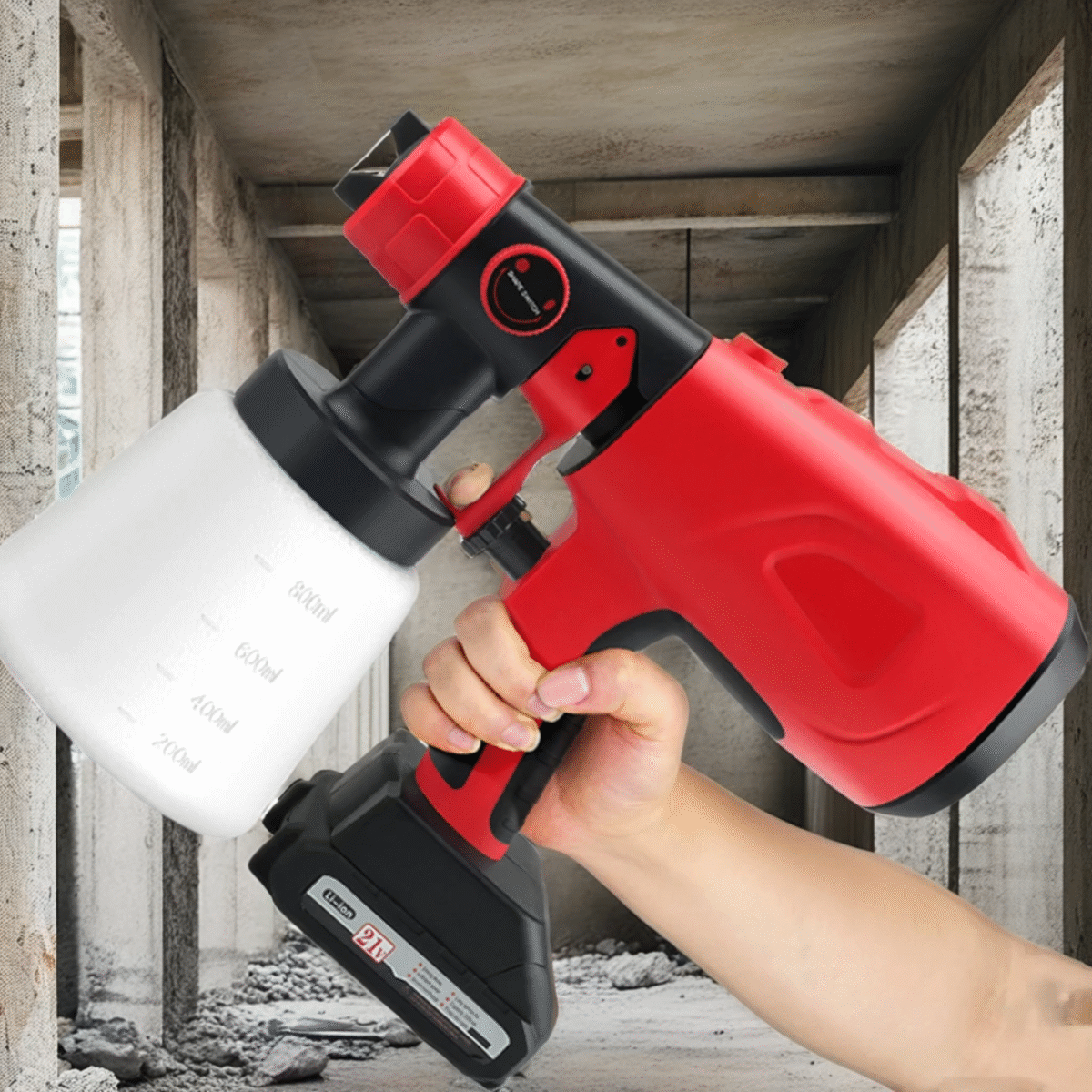 Cordless Electric Paint Sprayer Gun – 20V, 800ml Container, Adjustable Nozzle for Home & DIY Painting Projects - Image 3