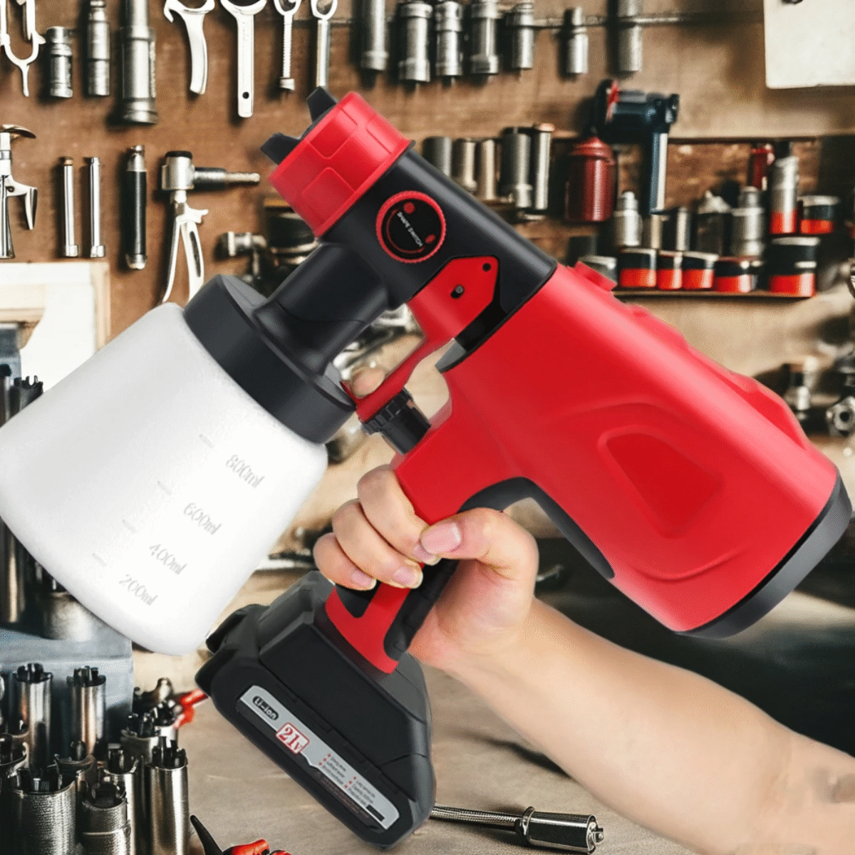 Cordless Electric Paint Sprayer Gun – 20V, 800ml Container, Adjustable Nozzle for Home & DIY Painting Projects - Image 5