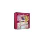 Strong Portable 3 Column metallic frame Cloth Wardrobe - Blue, Maroon, Pink, Purple - Image 2