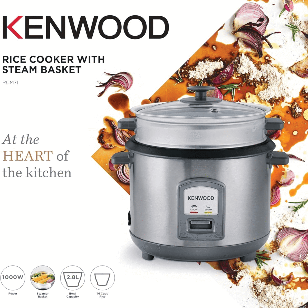 Kenwood 2.8L Rice Cooker with steamer | RCM71.000SS - Image 2