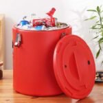 40L Stainless Steel Insulation Bucket With Faucet, Commercial Stall Food & Tea Bucket Cold & Hot Water Catering Urns Cooler- Red - Image 3
