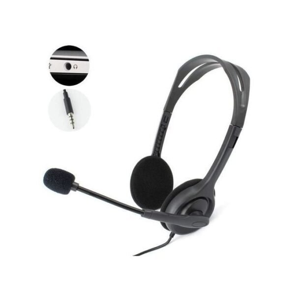 Logitec H111 Headsets With Rotating Mic, - Black