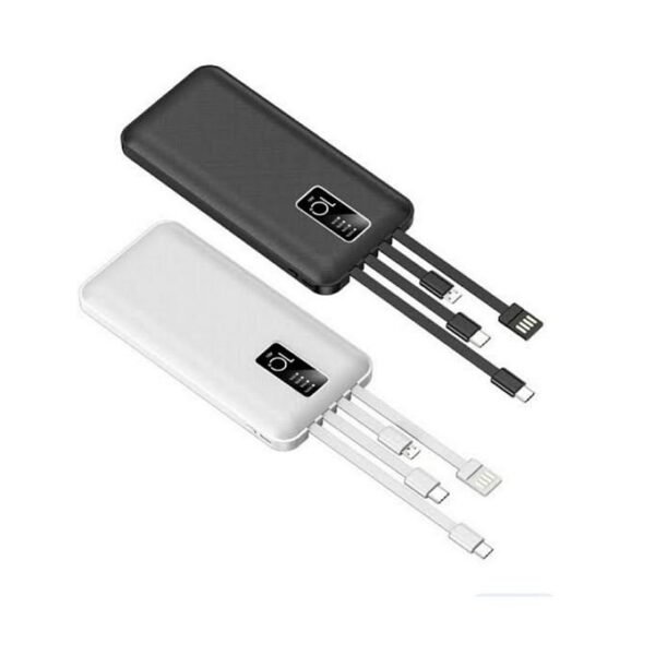 Premium 20000mAh Fast Charging Power Bank With 4 Different Charging Cables - Black