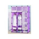 Plastic Frame Portable Wardrobe - Black, Not Assemble - Image 3