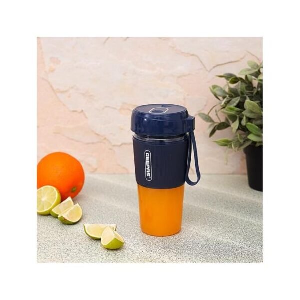 Geepas Rechargeable Portable Fruit Juice Blender - Dark Blue | Smoothie Maker for Home & Travel | Perfect for Juicing & Blending