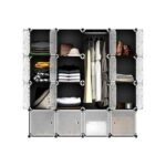 Plastic Frame Portable Wardrobe 4 Column Plastic Wardrobe - Black,White - Image 3