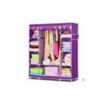 Strong Portable 3 Column metallic frame Cloth Wardrobe - Blue, Maroon, Pink, Purple - Image 3