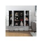 Plastic Frame Portable Wardrobe 4 Column Plastic Wardrobe - Black,White - Image 2