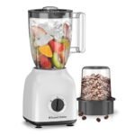 Russell Hobbs 400W Blender with Mill, 1.5L Smoothie Maker, 2 Speeds, Pulse Function, 2-Year Warranty - BWM101 White