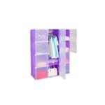 Plastic Frame Portable Wardrobe - Black, Not Assemble - Image 3