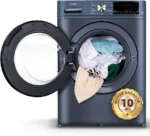 CHiQ 10kg Front Load Washing Machine, AI One Touch, Quick Wash, 1400 RPM, Inverter Motor, Child Lock - Silver