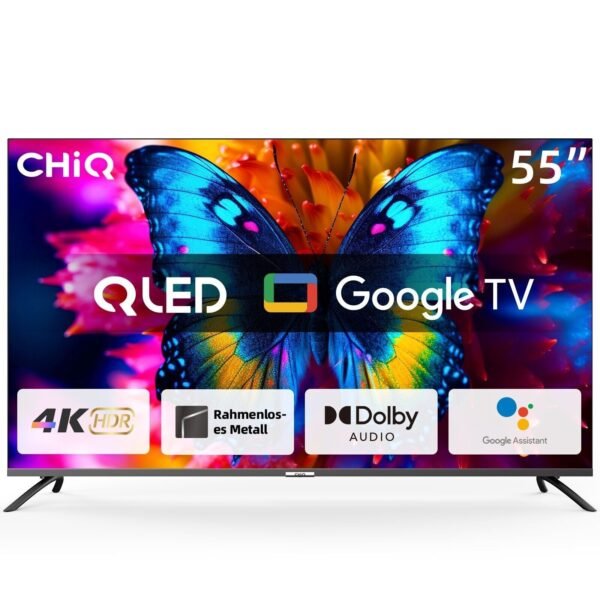 CHiQ 55-inch QLED 4K UHD HDR Quantum Dot Android TV, Built-in Wi-Fi, Bluetooth, Chromecast, Dolby Atmos