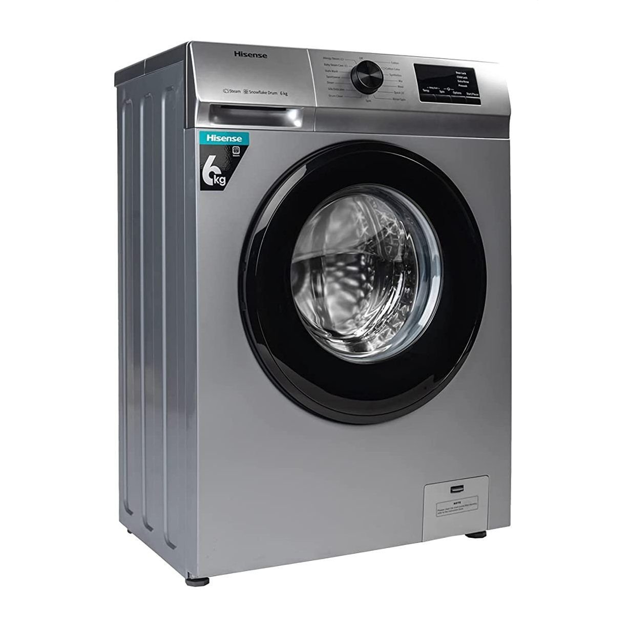 hisense-6kg-front-load-washing-machine-silver7378915082861223930.jpg Hisense 6KG Automatic Front Load Washing Machine, Free Standing, 1000 RPM, A++, Gray, WFVC6010T - Image 1