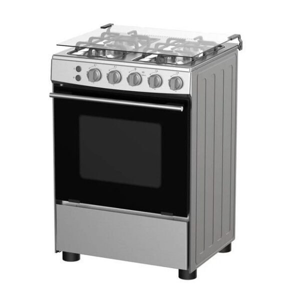 Hisense 60*60cm 4 Burners Full Gas Cooker with Gas Oven, Grill & Rotisserie, Silver (HFG60121X)