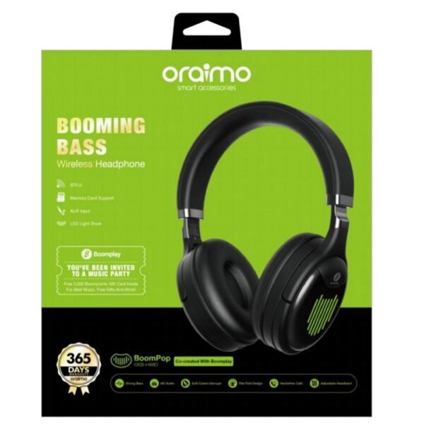 Oraimo Booming Bass Boom Pop Headphones- Black