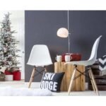 Modern White Plastic Chair with Wooden Legs - Image 2