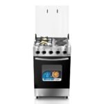 Saachi 2 Gas + 2 Electric Stainless Steel Stove/Cooker With Gas Oven (50X50cm) - Silver Black