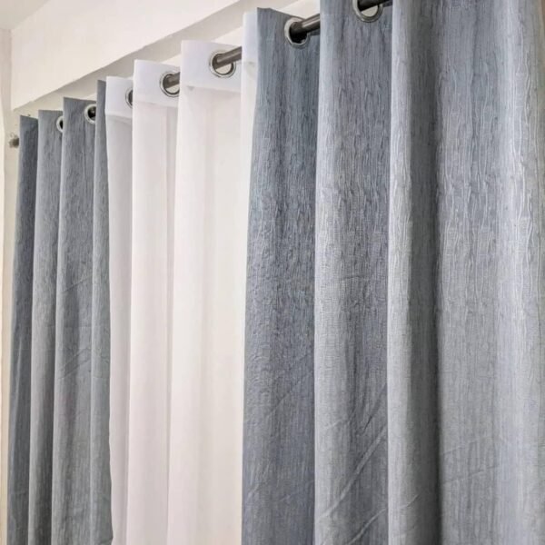 3-Piece Window Curtain Set – 2 Panels + 1 Sheer Net (1.5m x 2 + 3m)